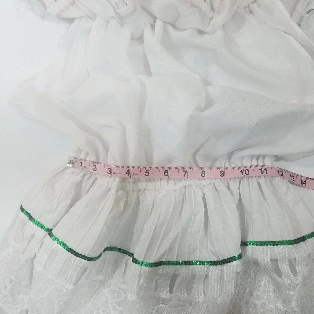 Folk Dancing Dress L Tiered Fringe Elastic Waist